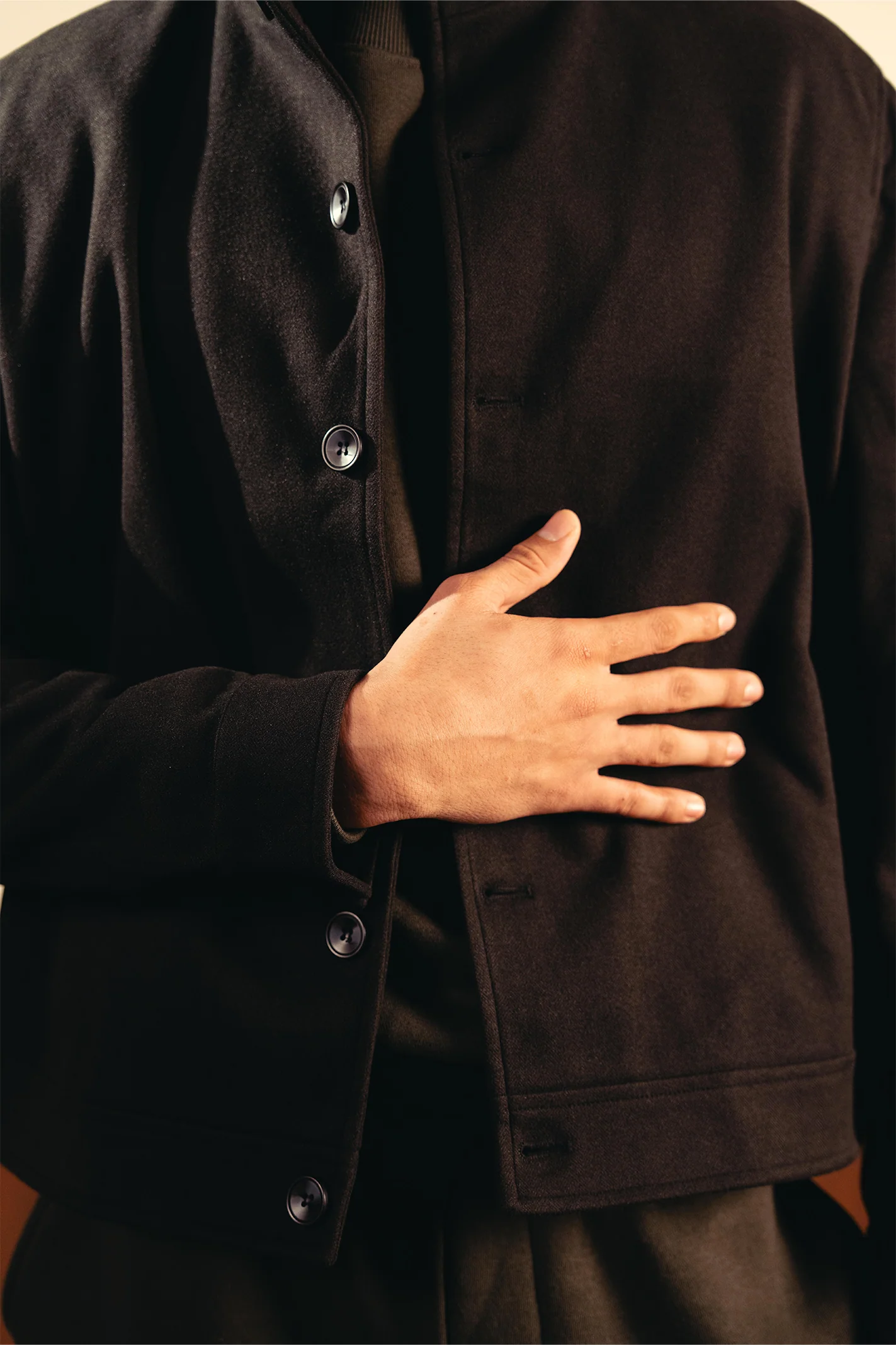Tailored Herringbone Jacket – Black - Image 5