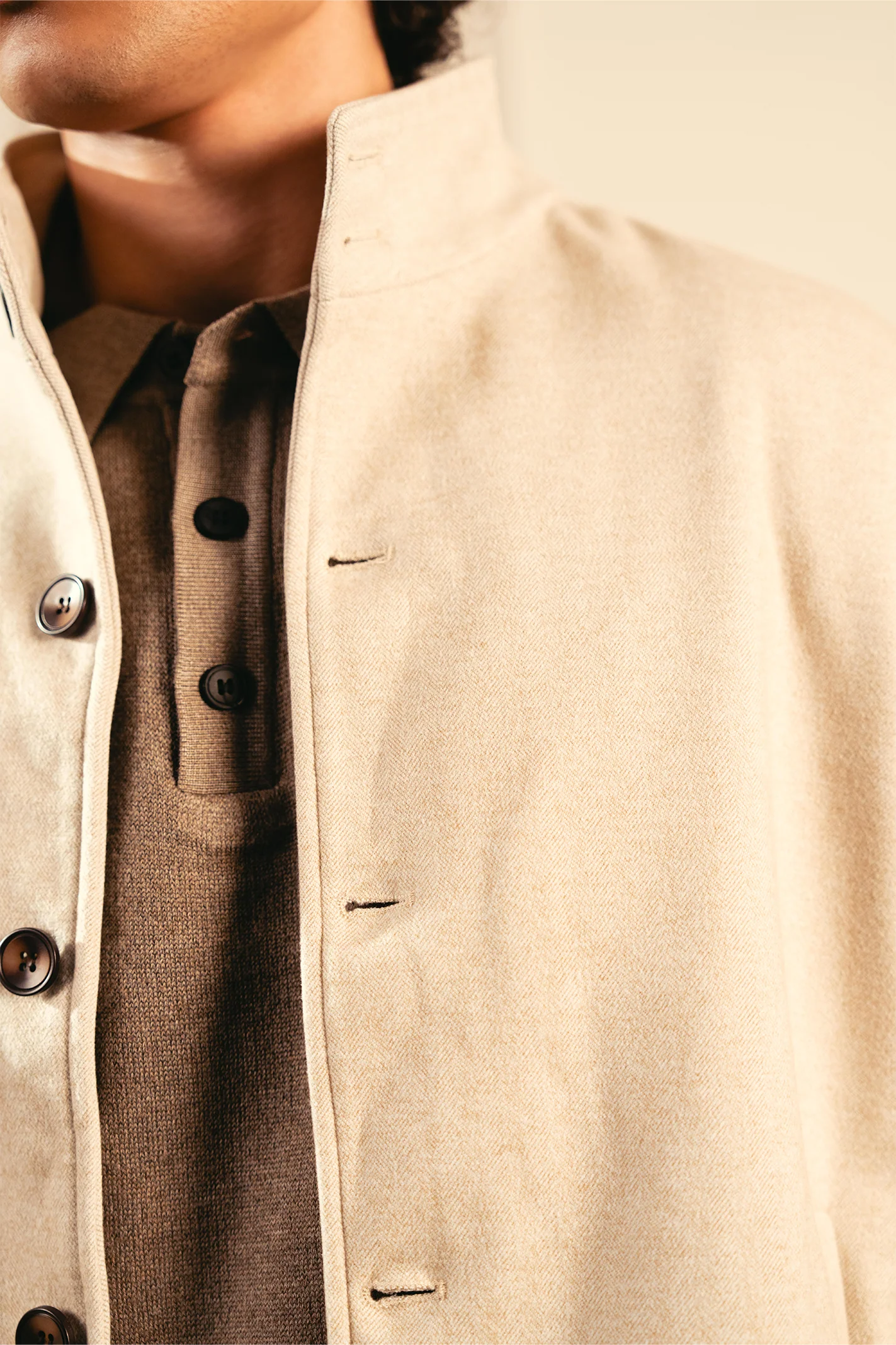 Tailored Herringbone Jacket – White - Image 3