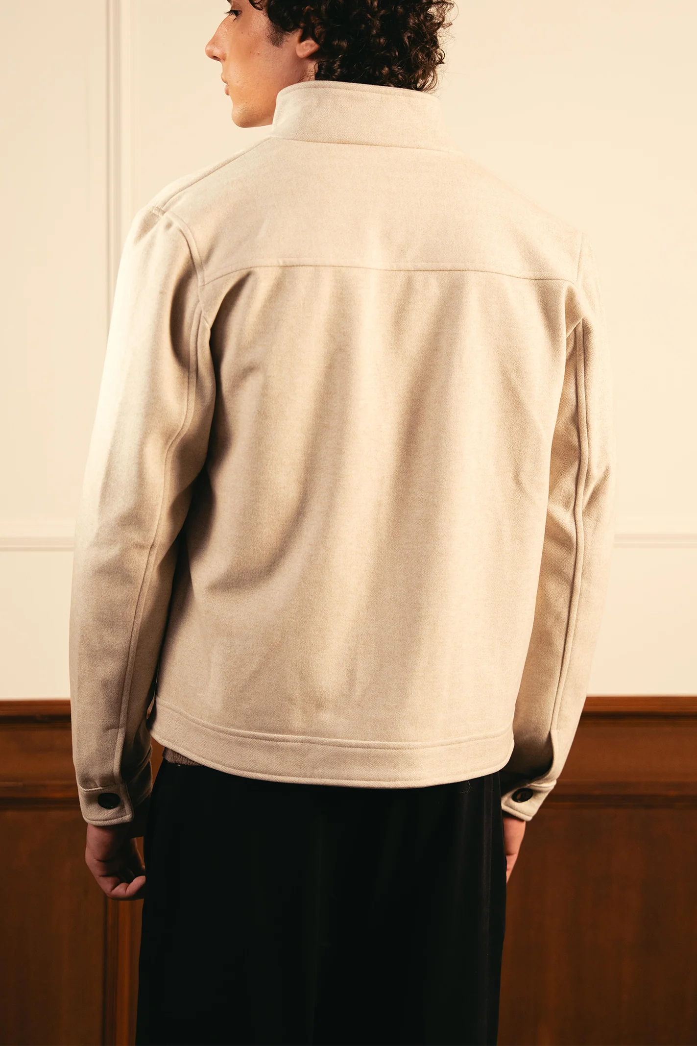 Tailored Herringbone Jacket – White - Image 4