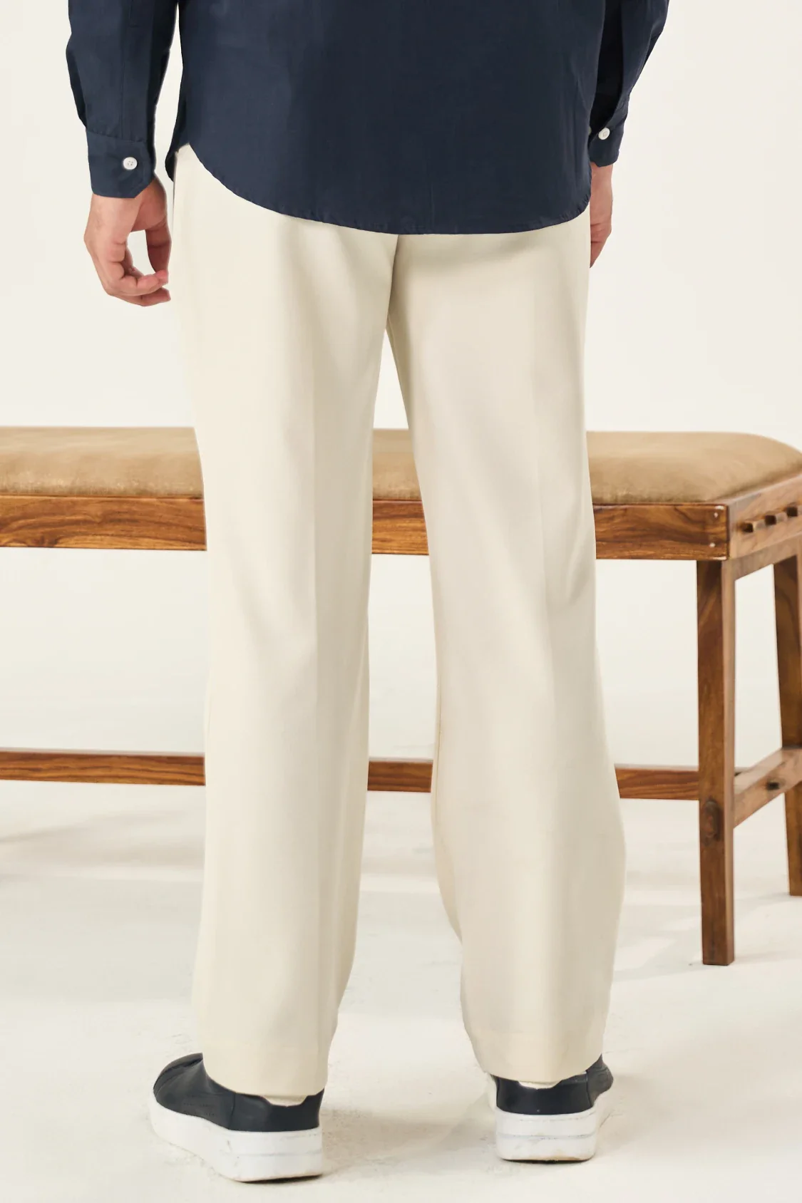 Tailored Pleated Pants - Cream White - Image 5