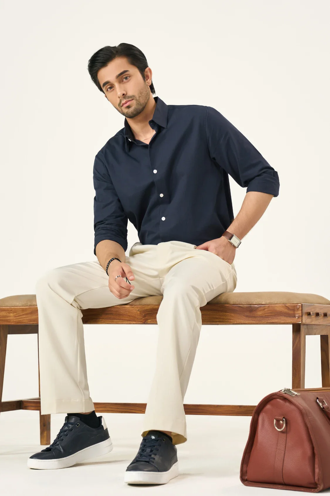 Tailored Pleated Pants - Cream White - Image 7