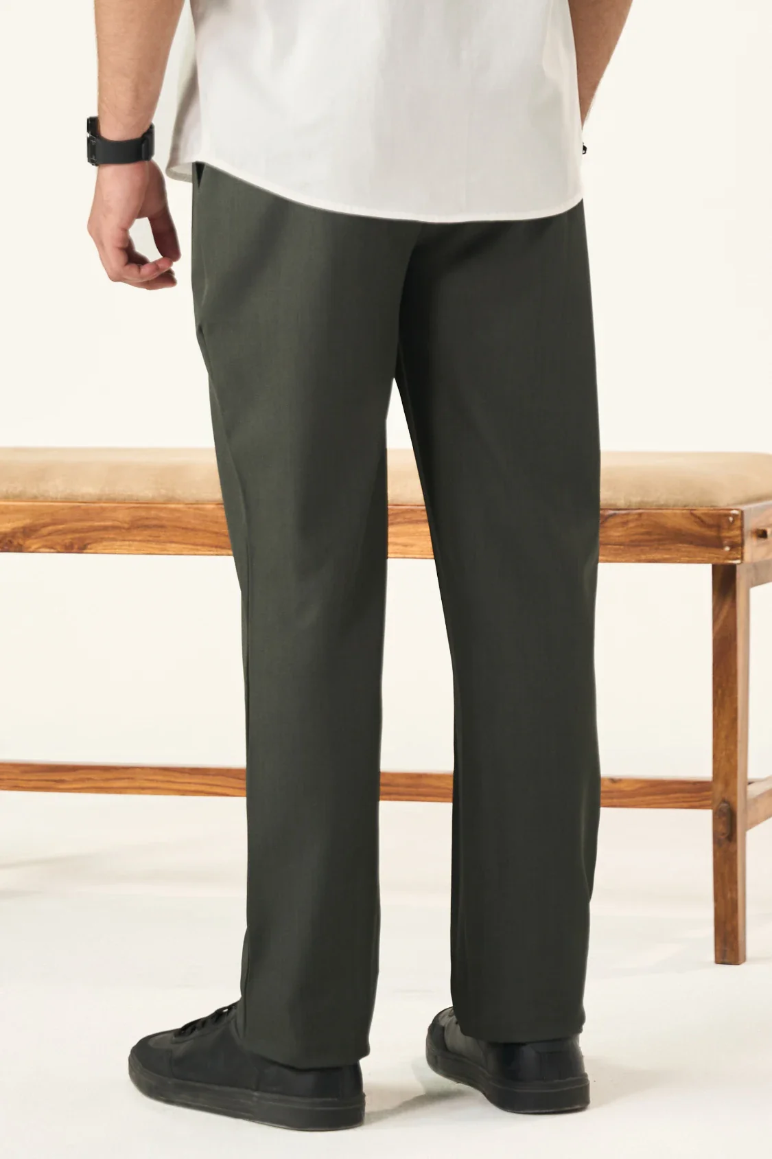 Tailored Pleated Pants - Greenish Grey - Image 4