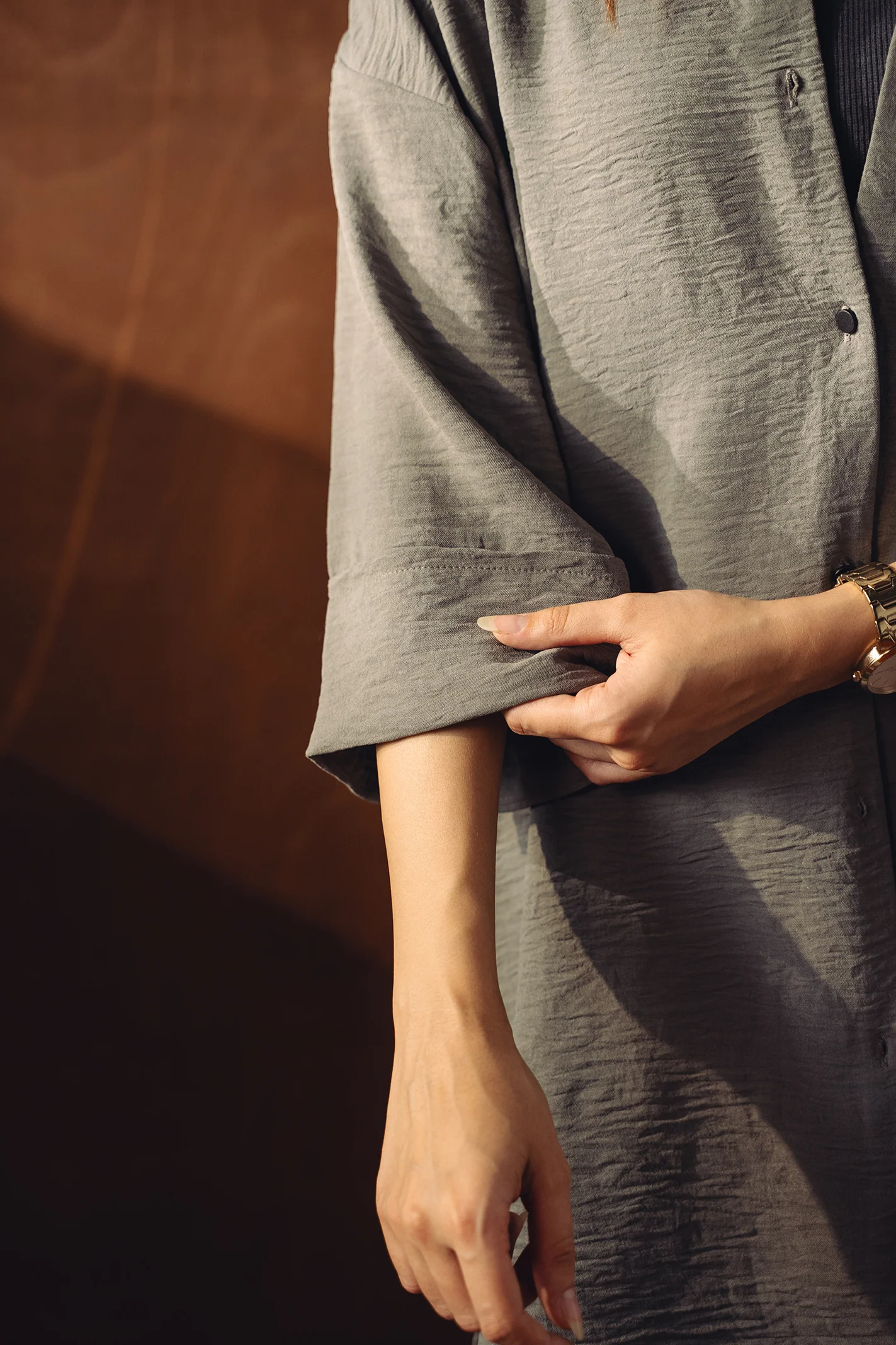 Textured Button Down Co-ord Set - Ice Grey - Image 8
