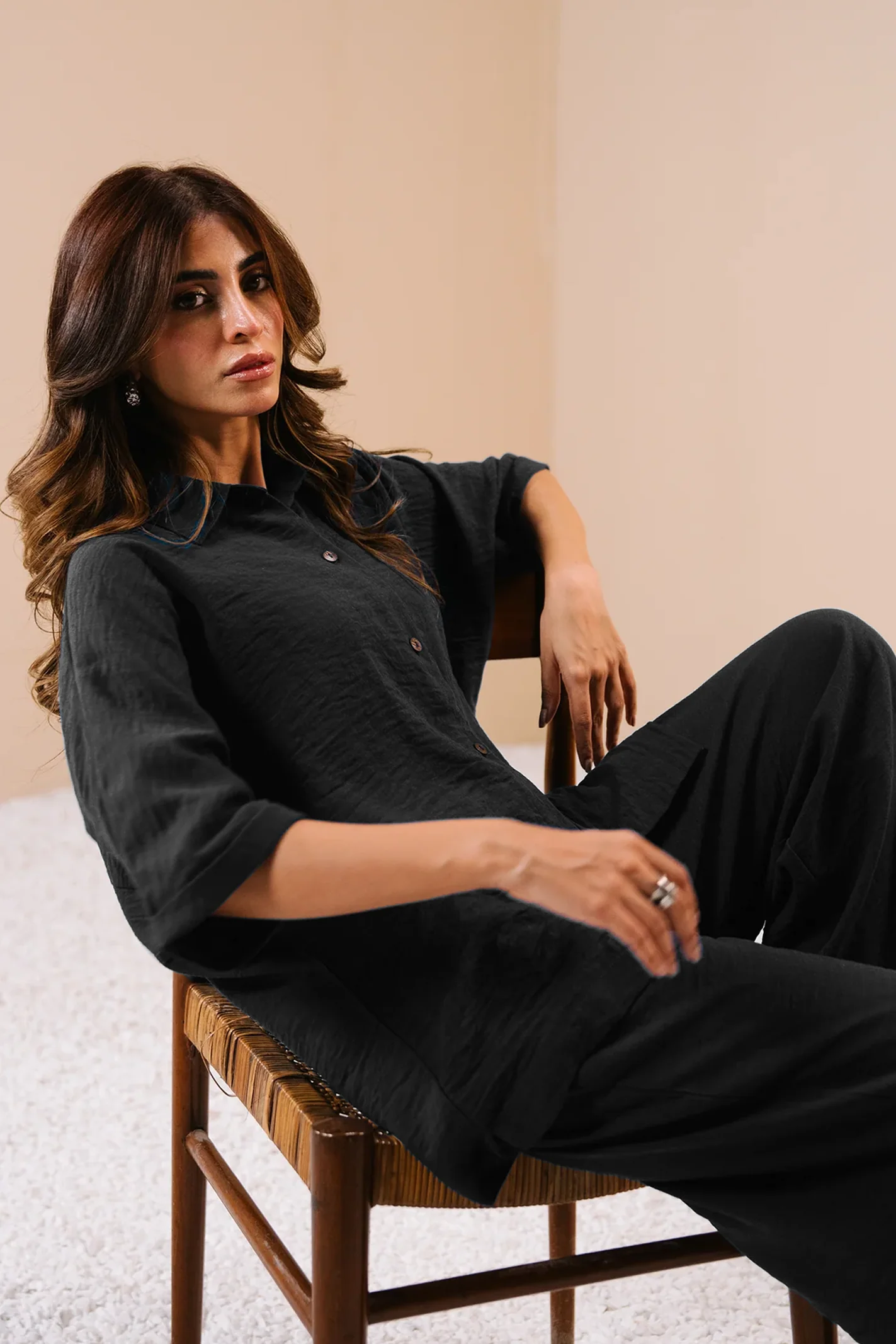 Textured Co-ord Set - Black - Image 3