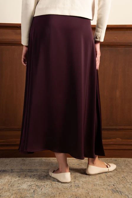 Textured Satin Skirt - Burgundi - Image 3