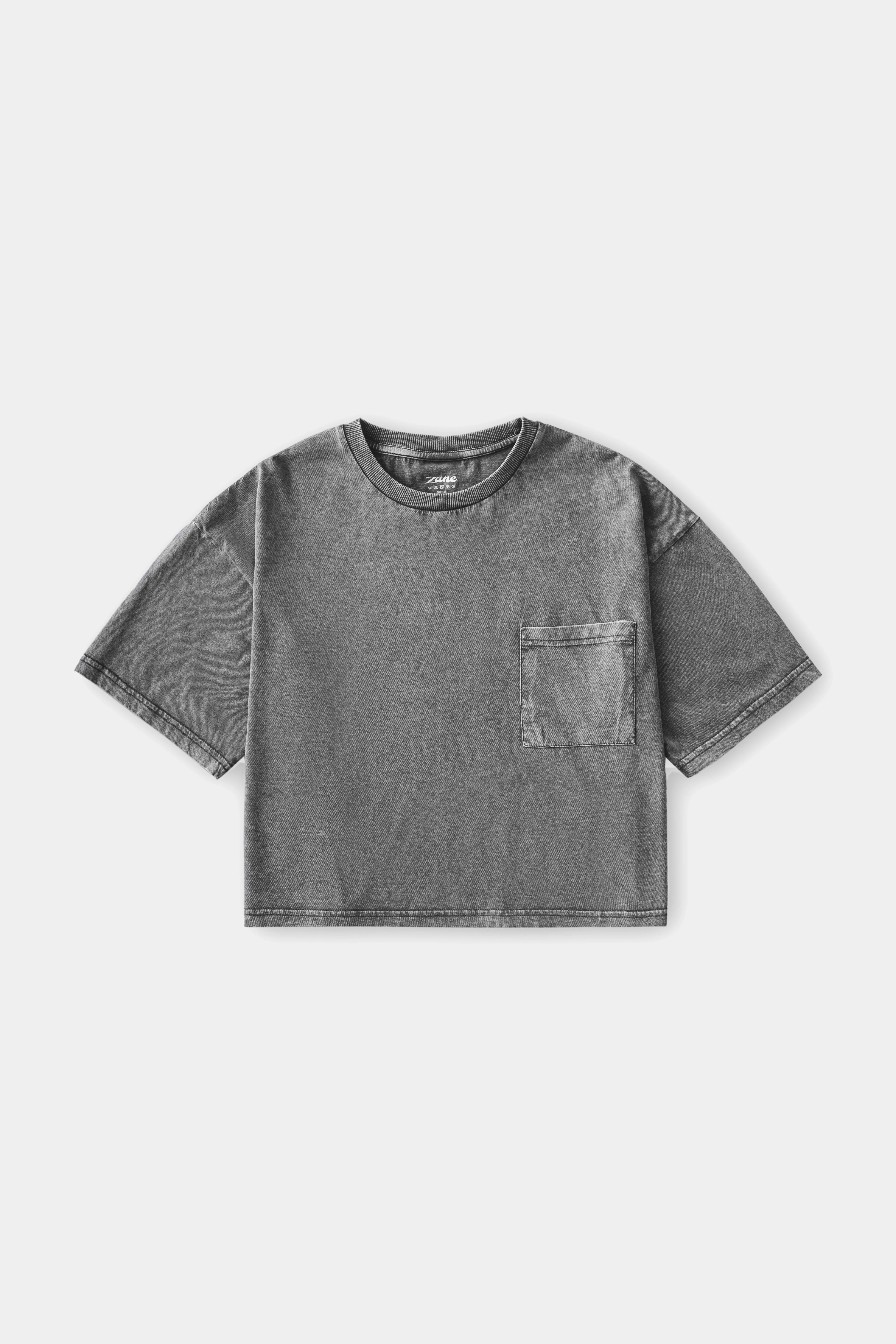 Washed Cropped Tee - Charcoal - Image 2