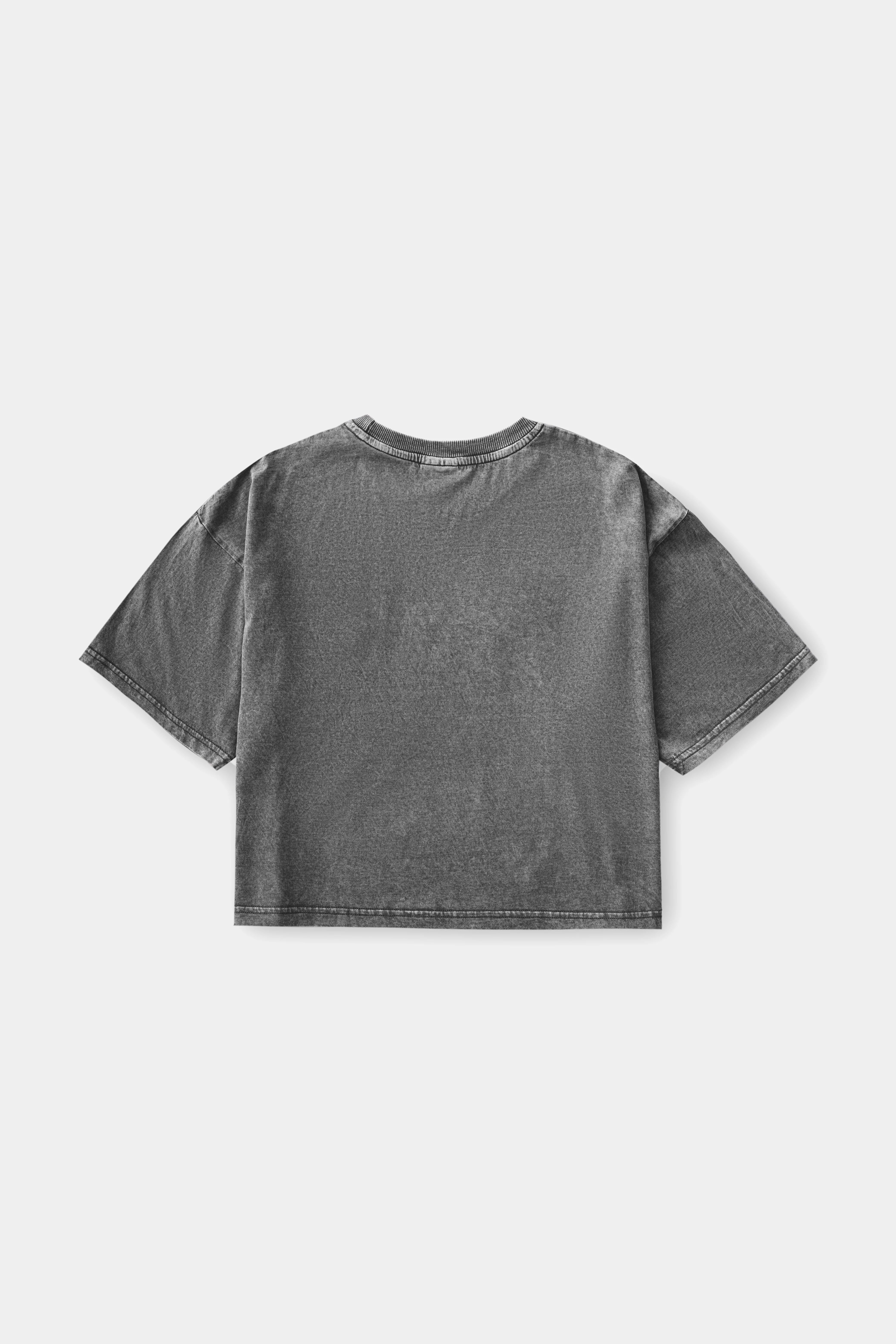 Washed Cropped Tee - Charcoal - Image 3
