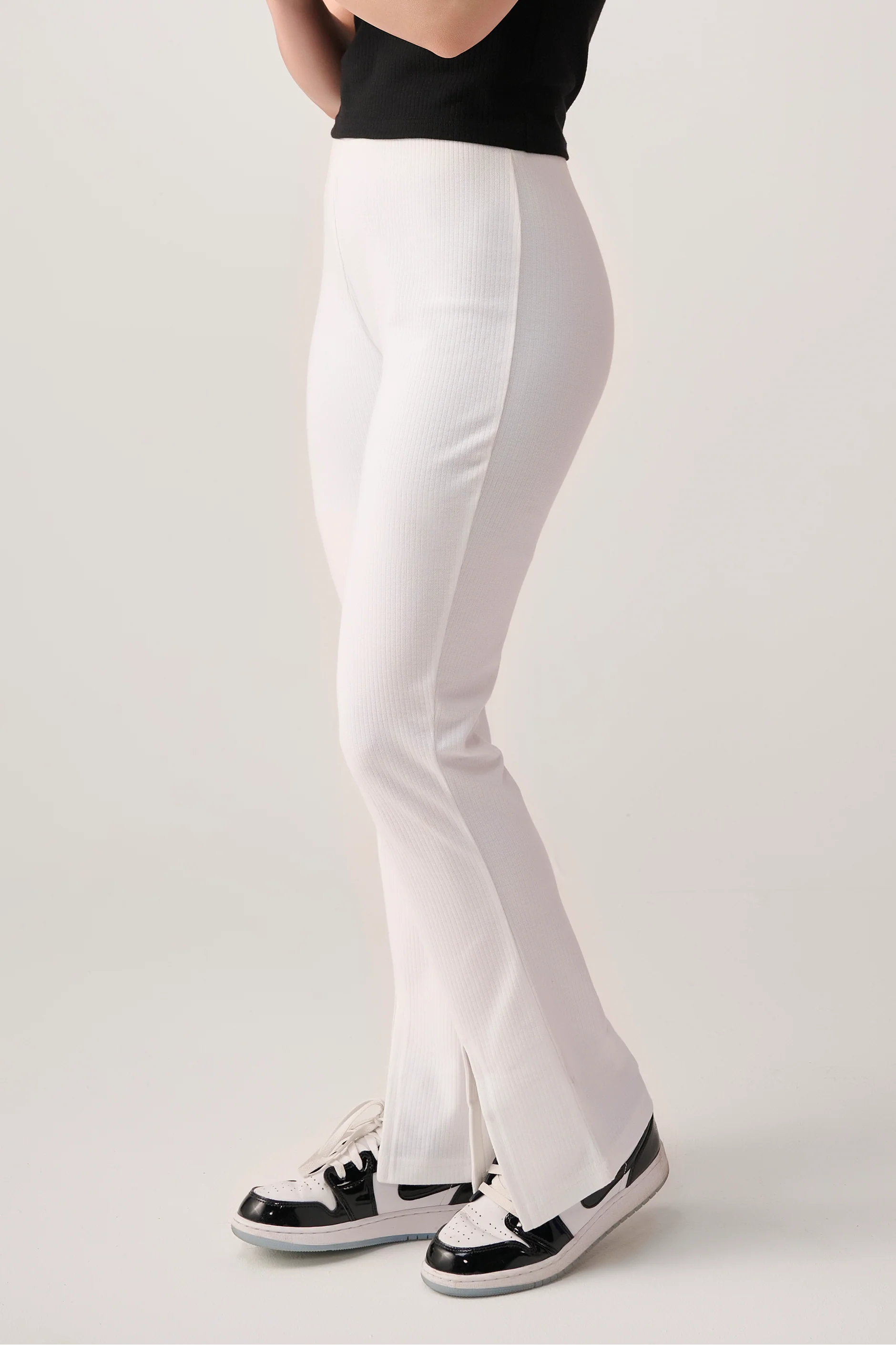 Slit Flared Pants - White - Image 3
